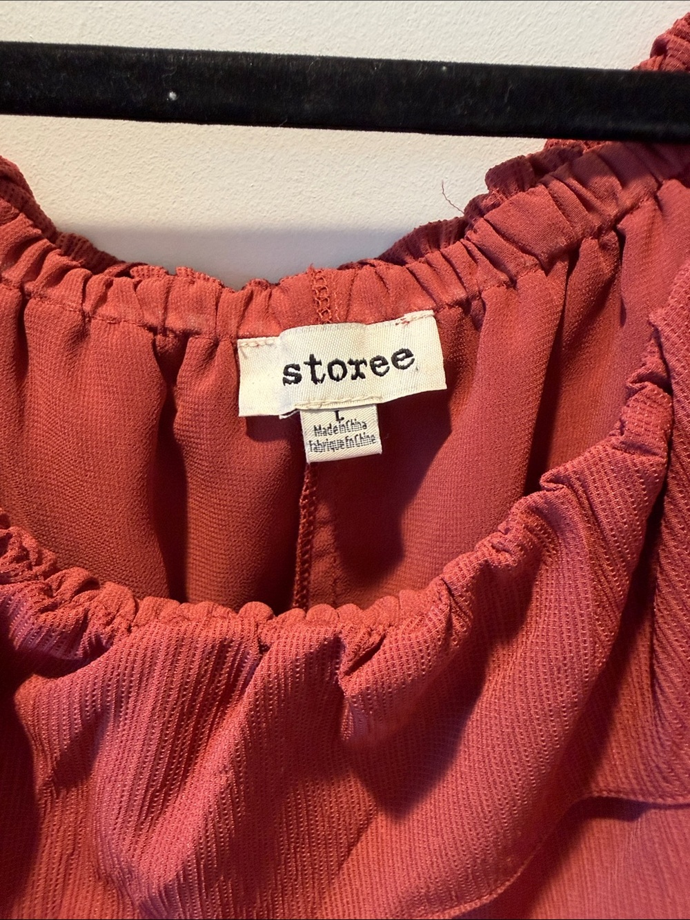 Storee Women's Off-Shoulder Ruffle Blouse - Rust - Picture 2 of 5